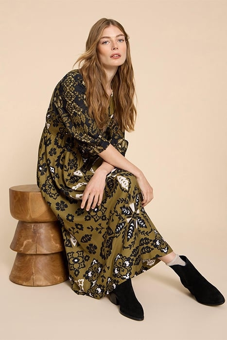 LUCY ECO VERO MINI DRESS GREEN PRINTED 1