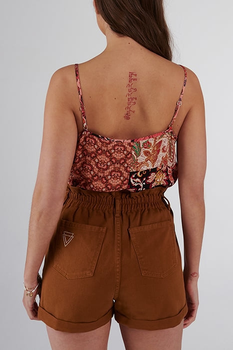 FAWN ELASTICATED HIGH-WAIST SHORTS FAWN 2