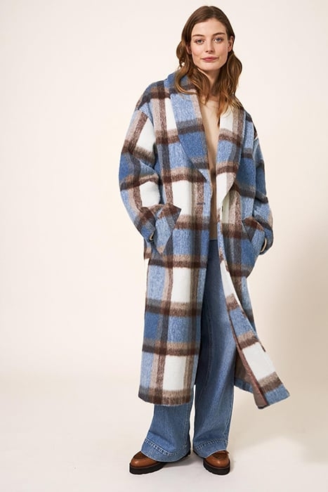 LARA CHECK COAT BLUE 1