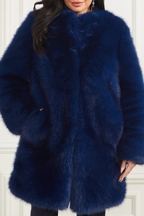 AMELIE FAUX FUR JACKET STILL NIGHT COAT MULTI 4