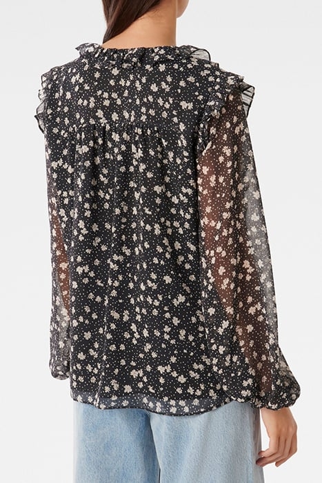 CODY RUFFLE PINTUCK BLOUSE NAVY FOLEY DITSY 2