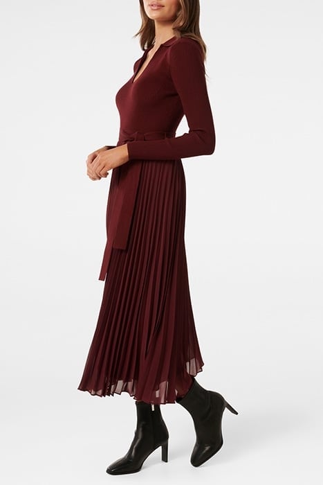 POSEY PETITE WOVEN MIX DRESS DARK BERRY 4