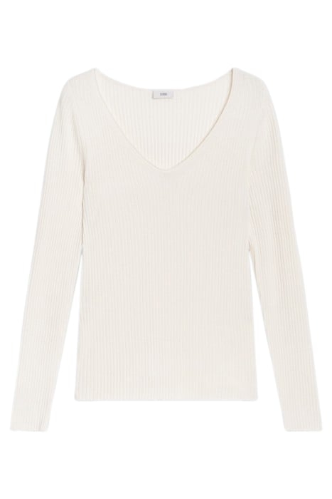 V NECK LONG SLEEVE KNITS ECRU 4