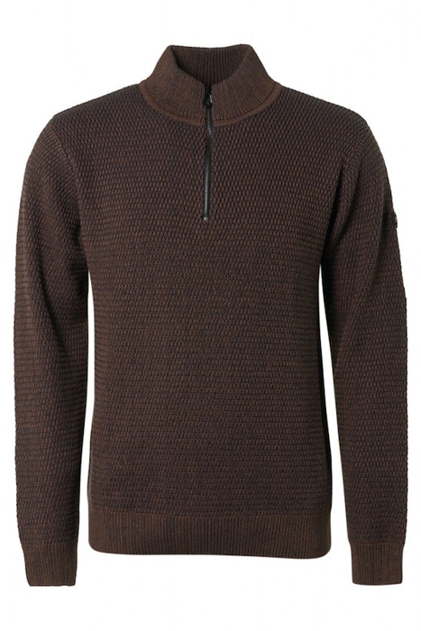 PULLOVER HALF ZIPPER 2 COLOURED MELANGE BROWN 4