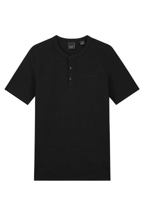 MANDARIN COLLAR POLO BLACK 2