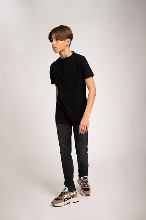 MANDARIN COLLAR POLO BLACK 1