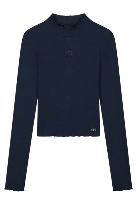 RIB TOP TURTLE LS CROPPED ROYAL BLUE 1