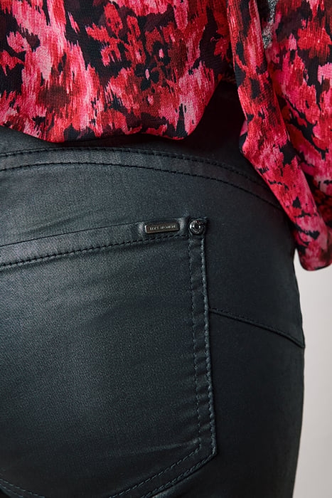 BLACK COATED MID-WAIST SCULPT-UP SLIM JEANS 6