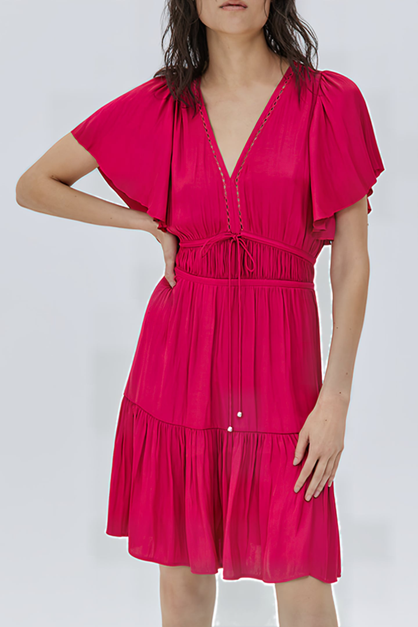 TANGY FUCHSIA RUFFLED DRESS 1