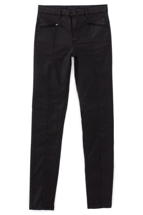 BLACK COATED HIGH-WAIST SCULPT-UP SLIM JEANS 4