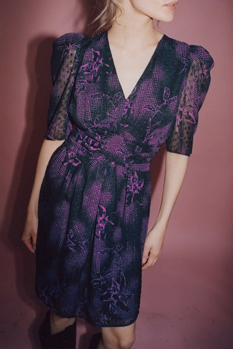 BLACK DANDY FLOWER PRINT SHORT DRESS 2