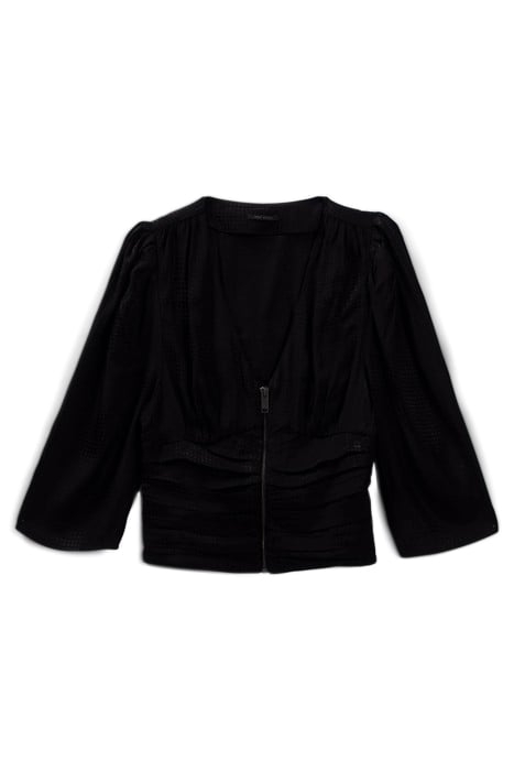 BLACK OPTICAL POLKA DOT MOTIF JACQUARD BLOUSE 3