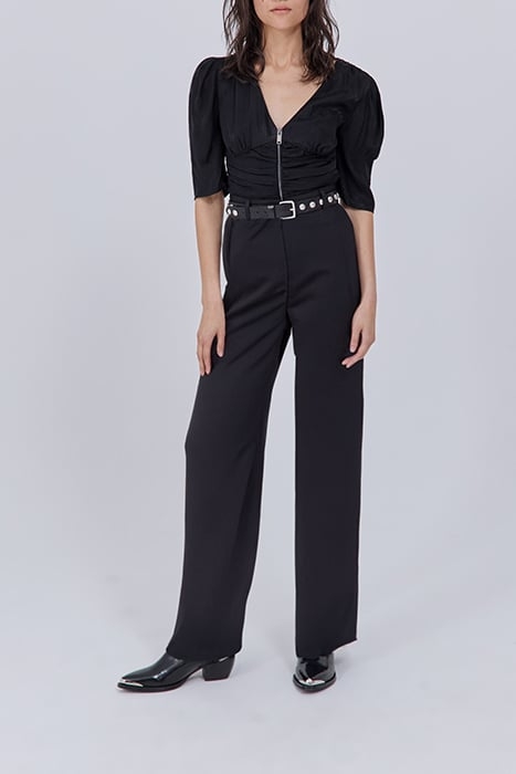 BLACK OPTICAL POLKA DOT MOTIF JACQUARD BLOUSE 2