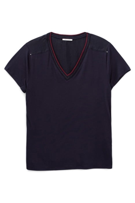 NAVY T-SHIRT WITH NAVY STRIPED RIBBING 4