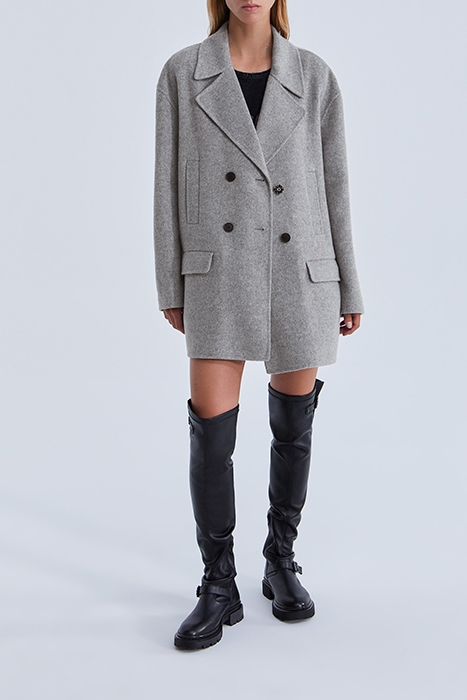 GREY MID-LENGTH COAT WITH DIAMANTE 2