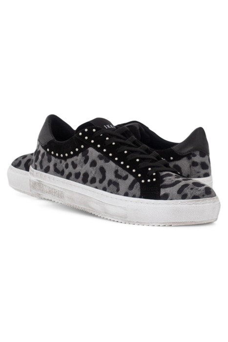 BLACK LEOPARD MOTIF SUEDE STUDDED TRAINERS 5