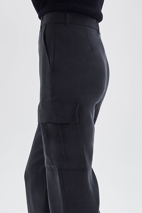 BLACK LYOCELL® HIGH-WAIST CARGO TROUSERS 5