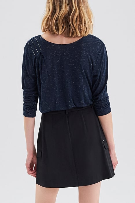 NAVY GLITTERY T-SHIRT WITH DIAMANTE ON DRAPING 2