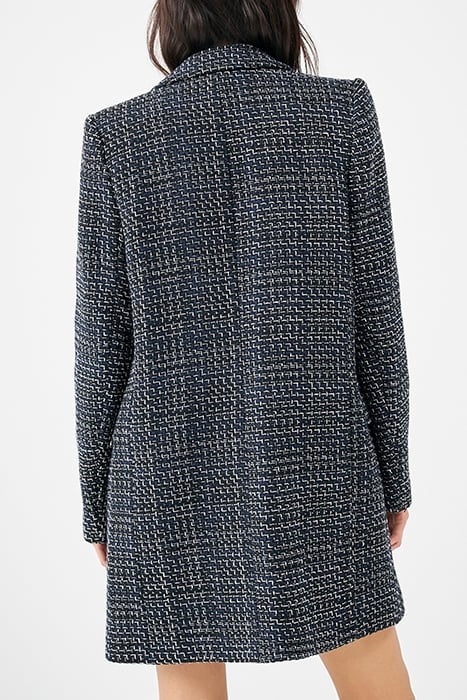 NAVY SEMI-PLAIN COTTON BLEND MID-LENGTH COAT 2