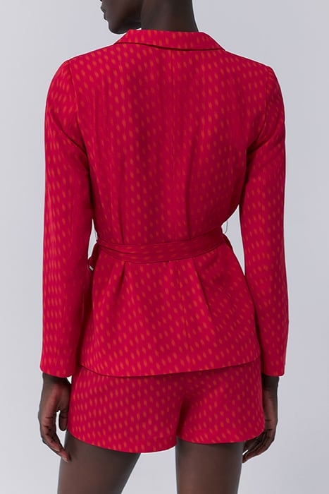 FUCHSIA PRINT BELTED SUIT JACKET 2