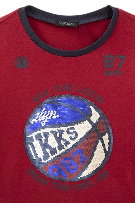 BOYS’ BURGUNDY REVERSIBLE SEQUIN BASKETBALL T-SHIRT 4