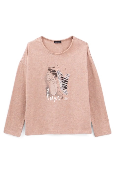 GIRLS’ PINK BALLET SHOE-TRAINERS T-SHIRT 1