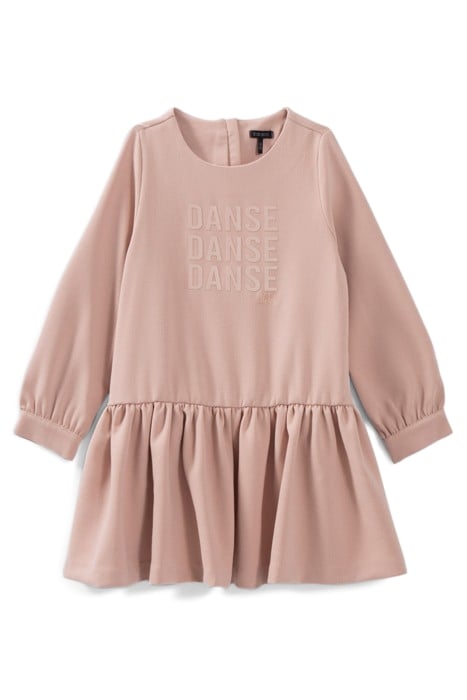 GIRLS’ ROSEWOOD CREPE SLOGAN DRESS 1