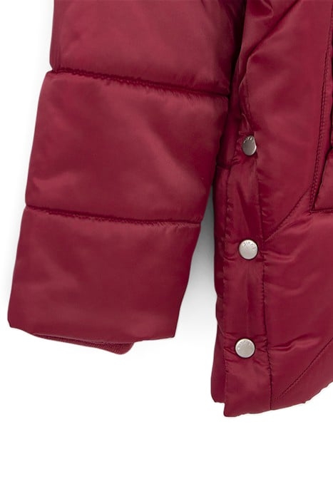GIRLS’ BURGUNDY FUR-LINED QUILTED HOODED PADDED JACKET 5