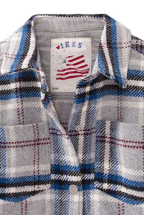 GIRLS’ GREY, BLUE, BLACK, ECRU CHECK COAT 4