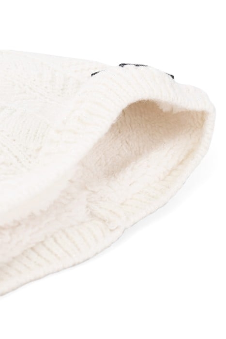 GIRLS’ OFF-WHITE LUREX KNIT BEANIE WITH POMPOM 4