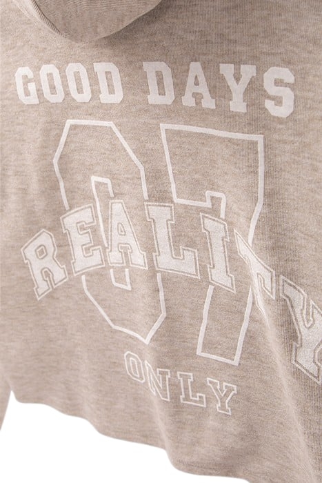 GIRLS’ BEIGE HOODED T-SHIRT WITH XL PRINT ON BACK 5