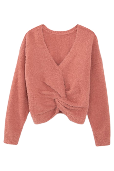 GIRLS’ TERRACOTTA KNIT FRONT/BACK REVERSIBLE SWEATER 1