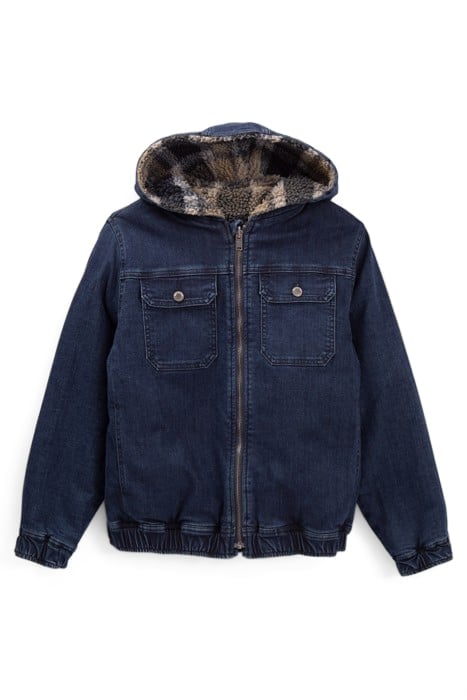 BOYS’ BLUE DENIM/CHECKED SHERPA REVERSIBLE JACKET 3