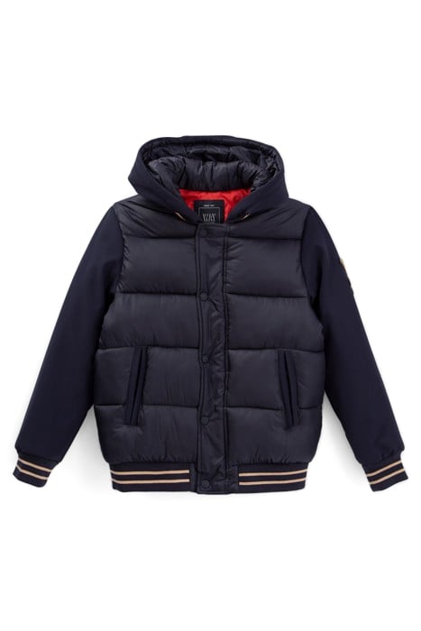BOYS’ NAVY MIXED-FABRIC BASEBALL-STYLE PADDED JACKET 1