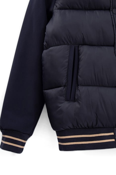 BOYS’ NAVY MIXED-FABRIC BASEBALL-STYLE PADDED JACKET 3