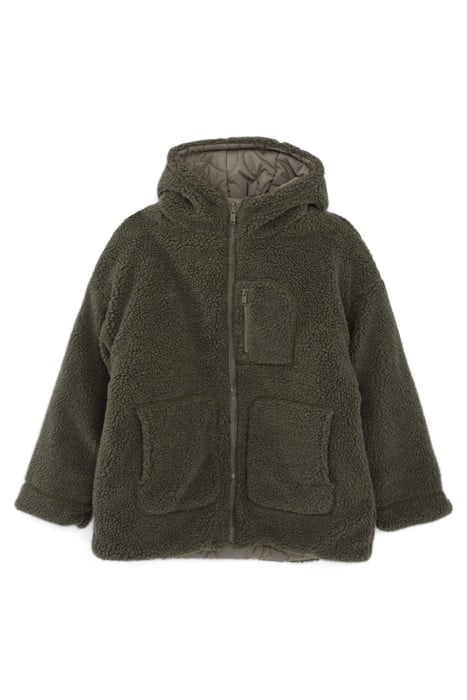 GIRLS’ KHAKI SHERPA/QUILTED REVERSIBLE PADDED COAT 1