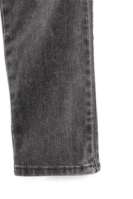 GIRLS’ GREY HIGH-WAIST SLIM JEANS WITH SIDE BANDS 4