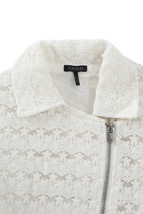 GIRLS’ OFF-WHITE LACE BIKER-STYLE JACKET 3