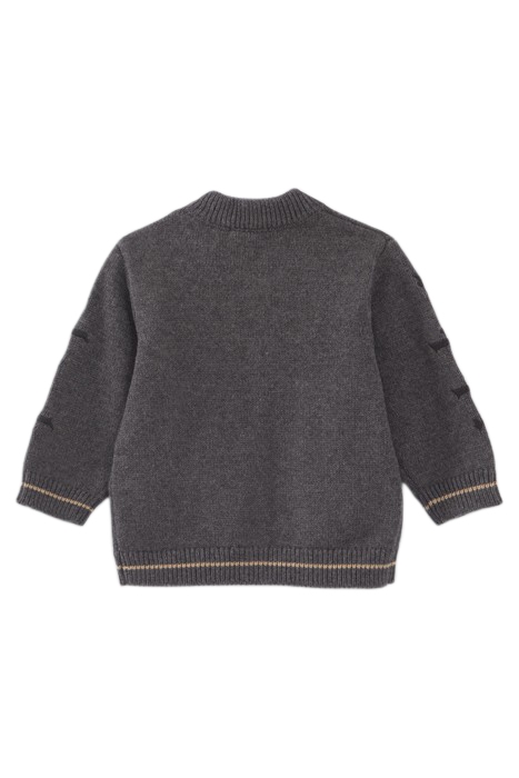 BABY BOYS’ GREY KNIT CARDIGAN WITH EMBROIDERED SLEEVES 2