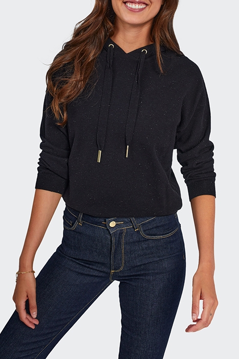 BLACK LUREX KNIT HOODED SWEATER 1