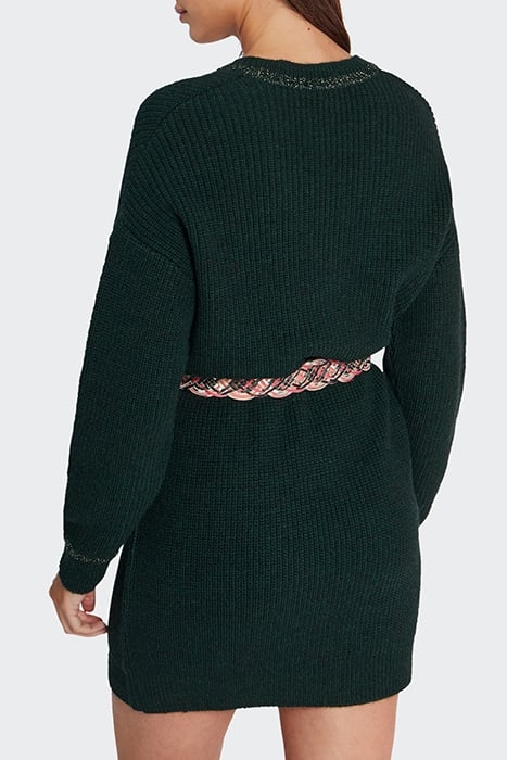 IMPERIAL GREEN LUREX KNIT V-NECKLINE DRESS 2