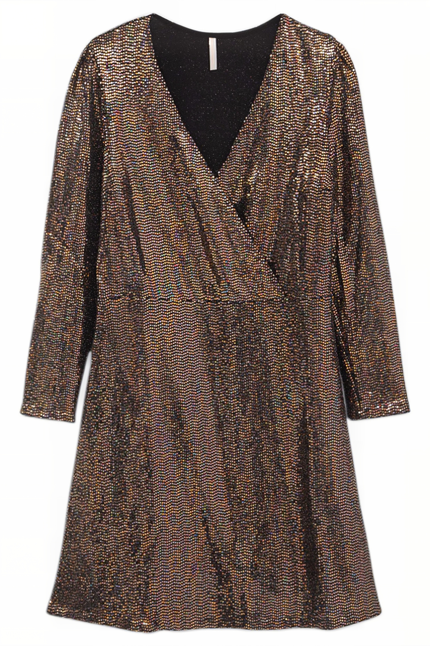 BLACK KNIT DRESS WITH METALLIC MINI POLKA DOTS 4