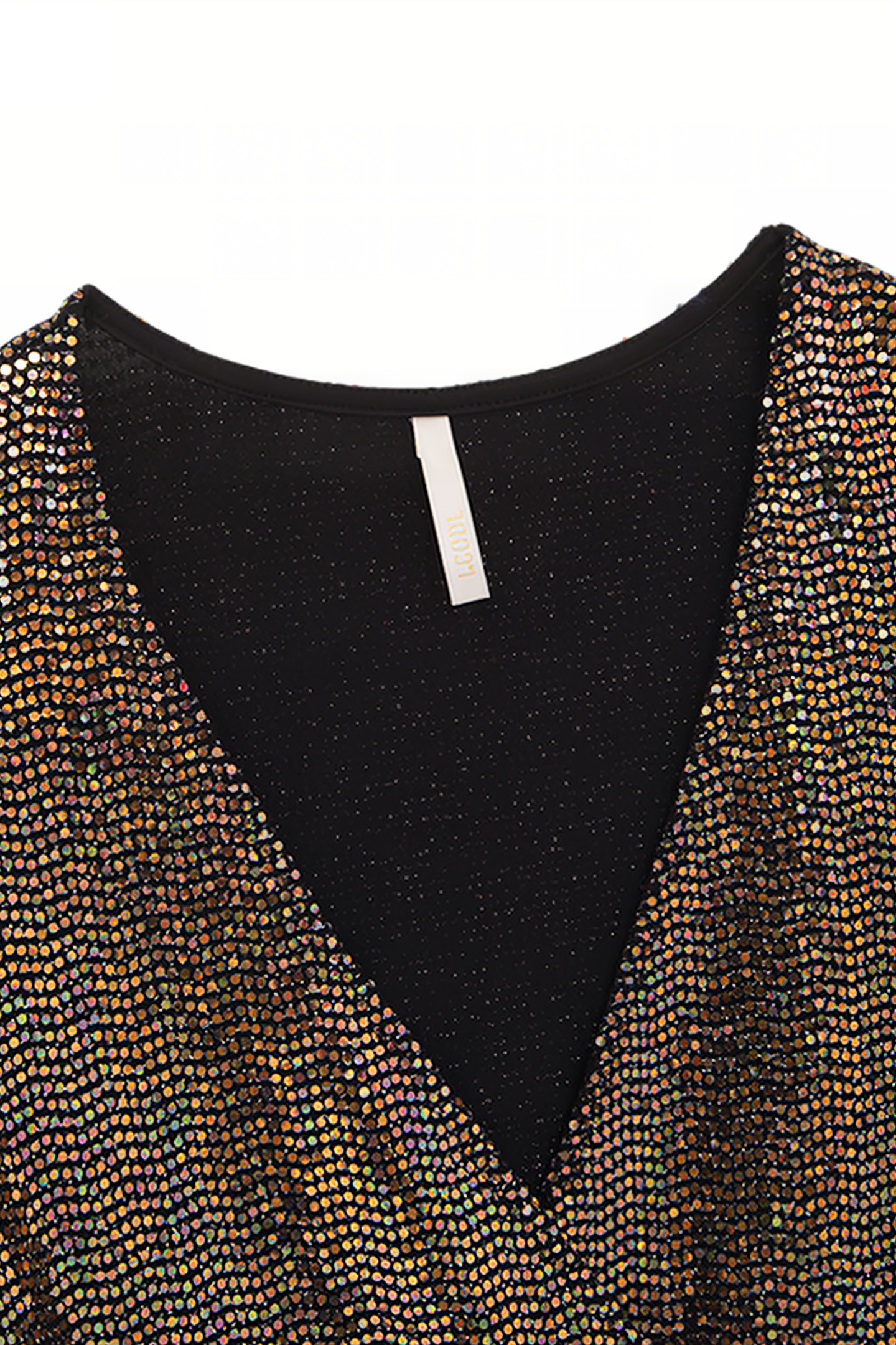 BLACK KNIT DRESS WITH METALLIC MINI POLKA DOTS 8