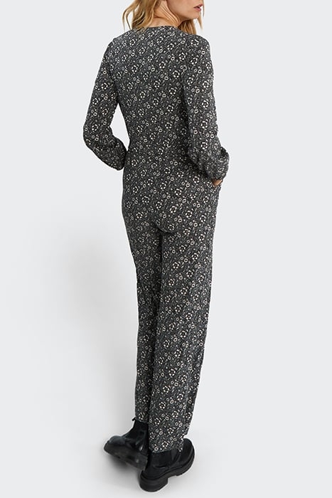BLACK GRAPHIC FLOWER PRINT JUMPSUIT 2