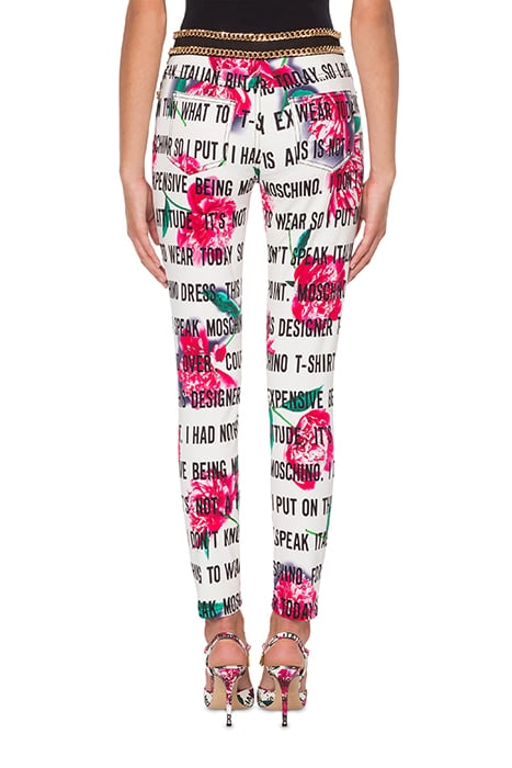 SLOGAN & FLOWERS GABARDINE TROUSERS WHITE 2