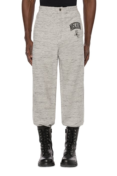 MOSCHINO VARSITY SLUB FLEECE JOGGERS GREY 1