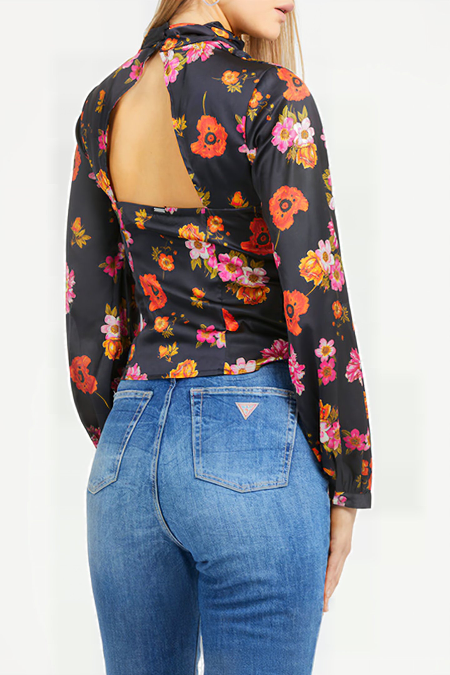 GUESS ECO LS GUDULE TOP FLORAL BLACK GROUND 2