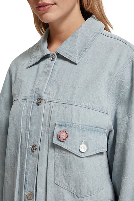 TRUCKER JACKET — INDIGO WAVES JACQUARD INDIGO WAVE JACQUARD 8
