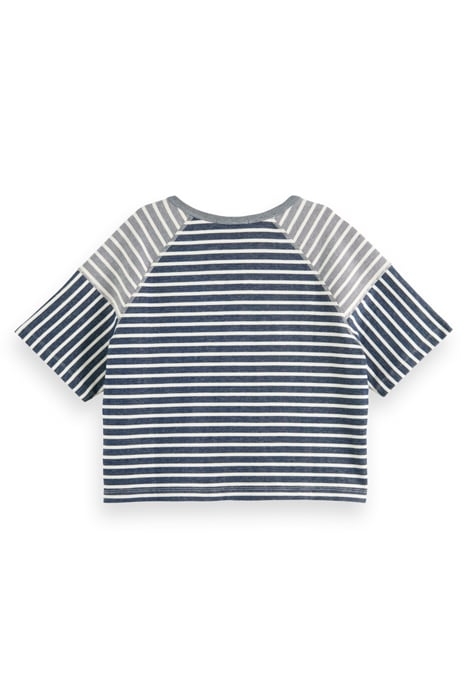 LACE UP BOXY SWEATSHIRT ECRU NAVY STRIPE 2