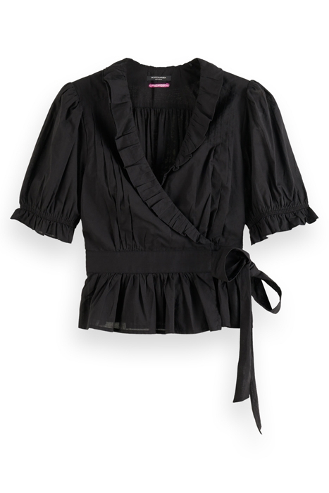 WRAP TOP WITH RUFFLE DETAIL EVENING BLACK 4